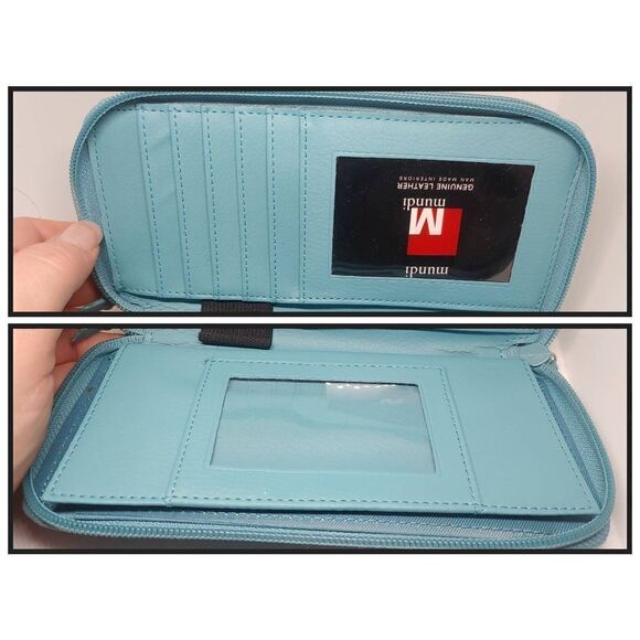 Mundi Women's Aquamarine Double Zip Clutch Wallet - Picture 3 of 11